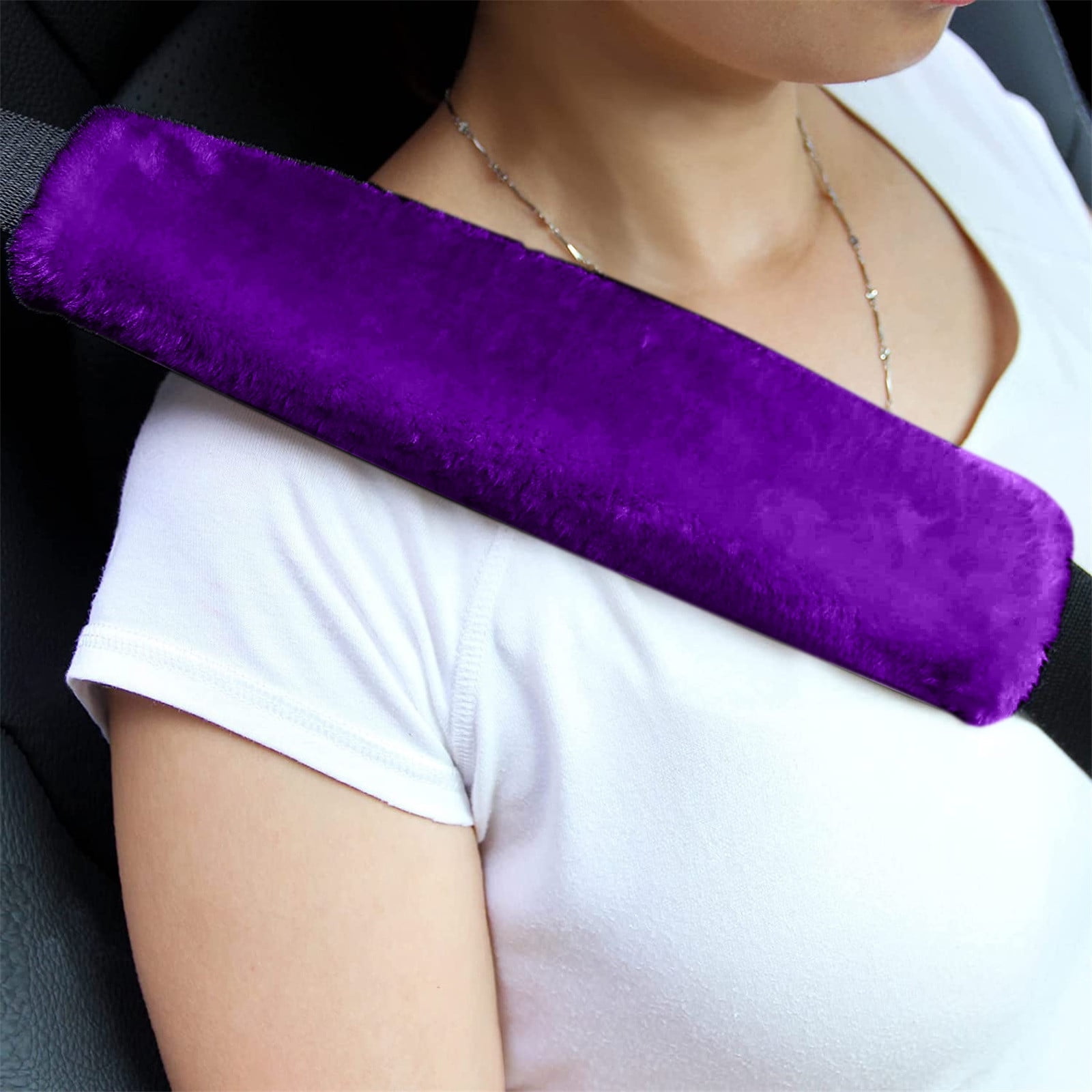 2pcs Soft Faux Sheepskin Cover Seat Belt Shoulder Strap Covers Shoulder Pad for Car & Bag