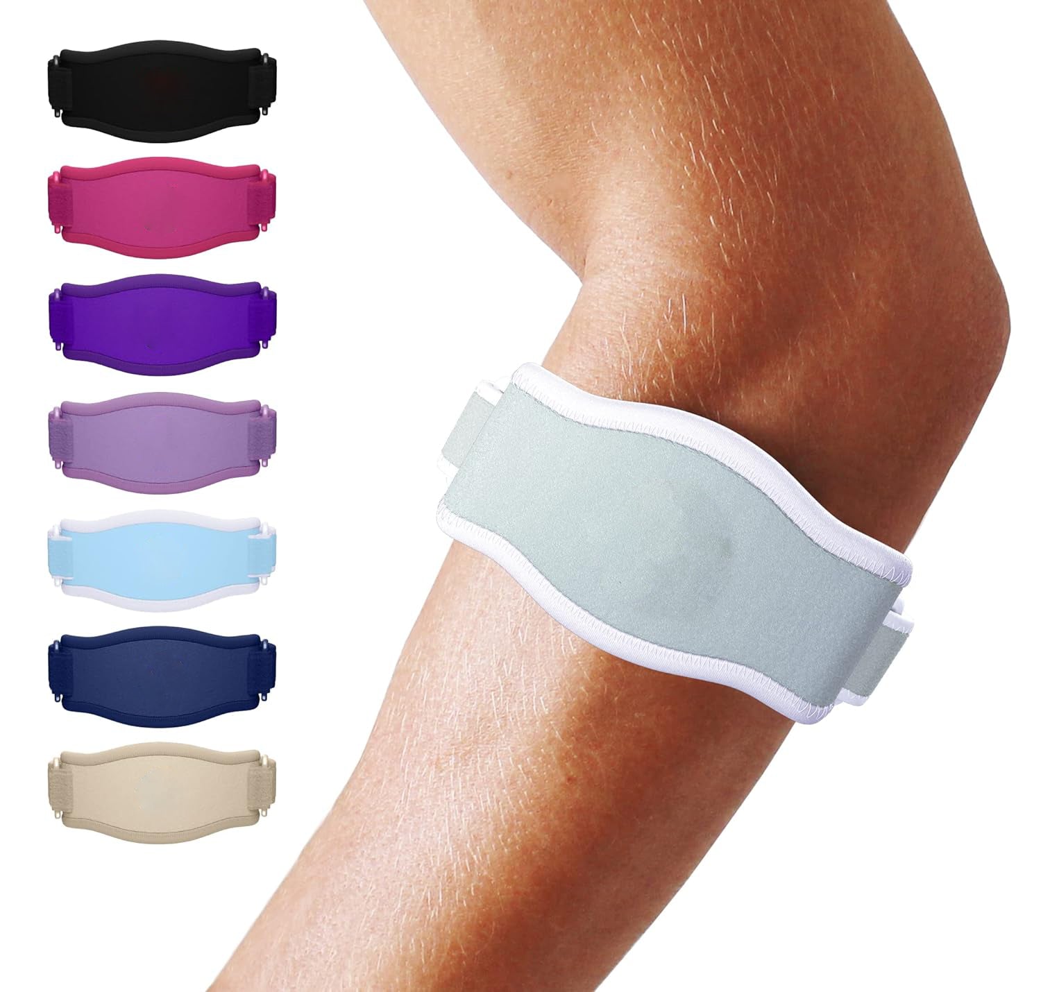Adjustable Elbow Compression Brace with Three Hook and Loop Straps