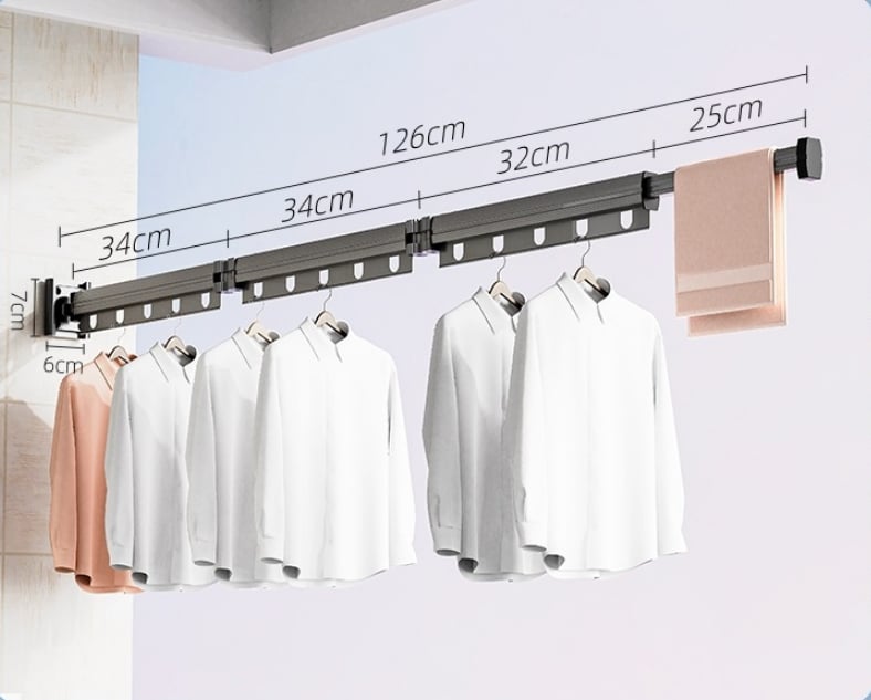  Suction Cup Wall Mount Folding Clothes Drying Rack