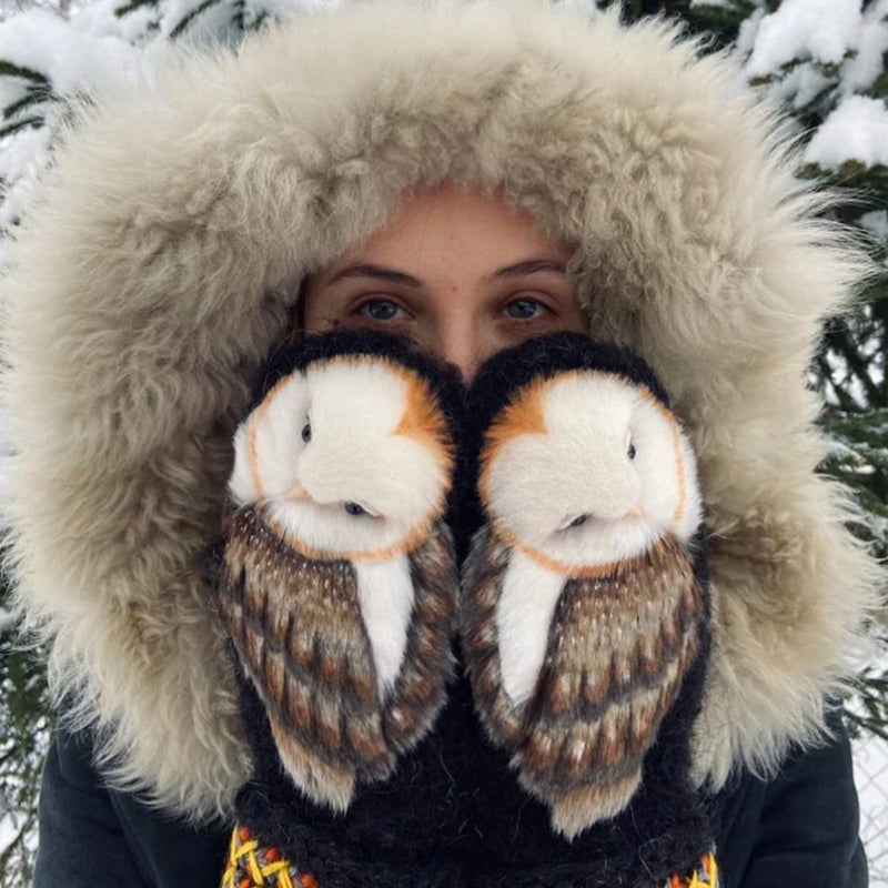 [High Quality Version]Hand Knitted Wool Nordic Mittens with Owls