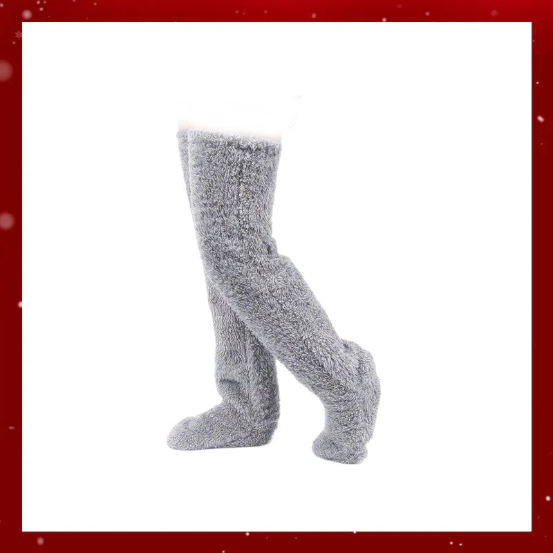 Velvety Fleece Knee Socks For Christmas