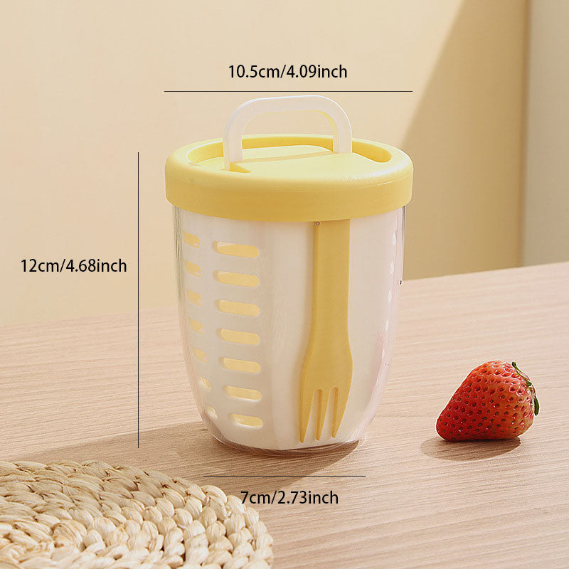 On-the-Go Fruit Cup with Strainer – Includes Fork