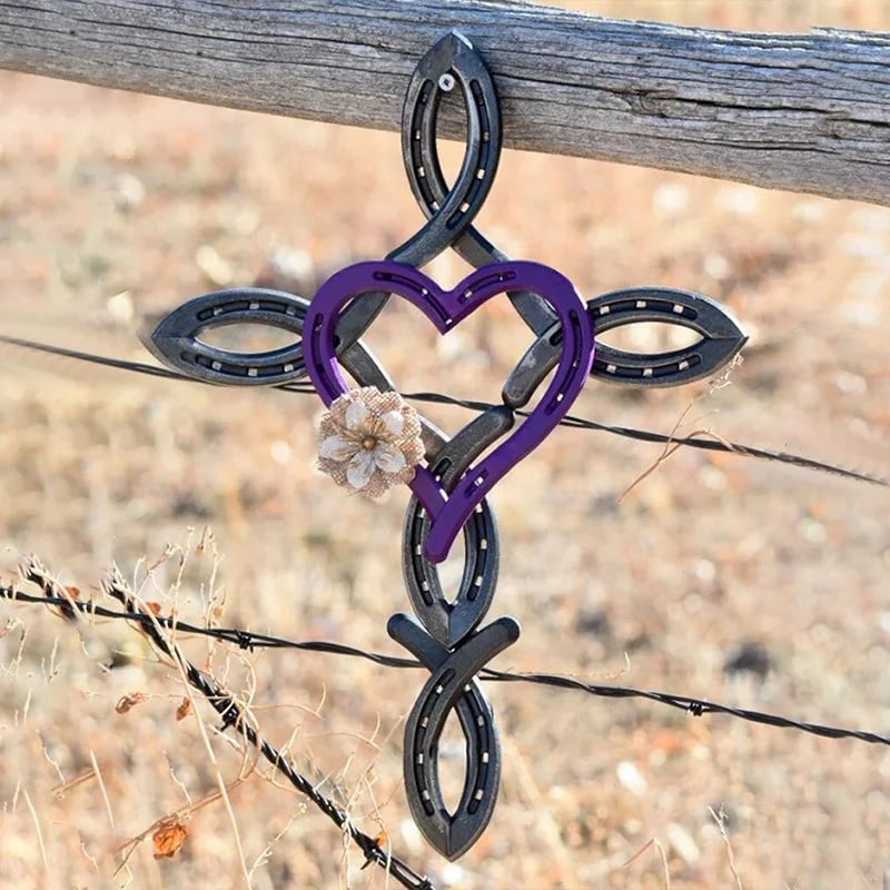 Handmade Natural Horseshoe Cross With Heart
