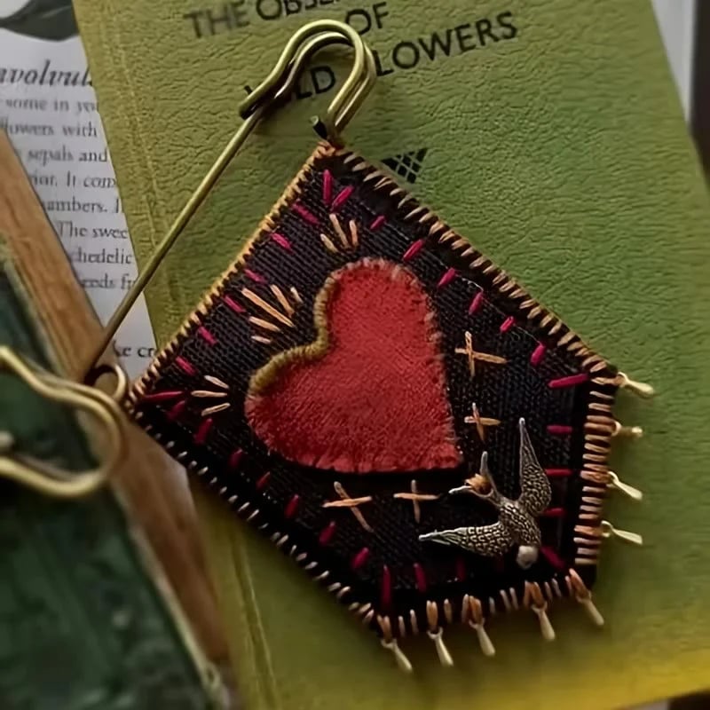 Hand-Embroidered Hope Protection Pocket Brooch