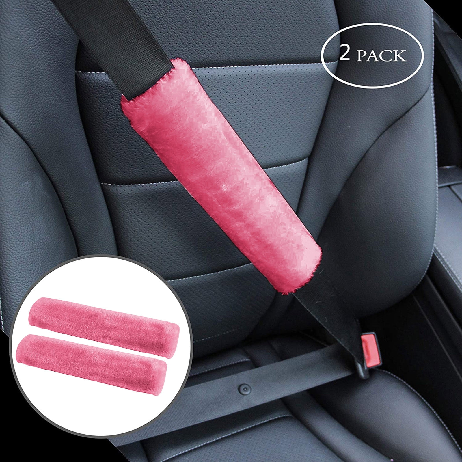 2pcs Soft Faux Sheepskin Cover Seat Belt Shoulder Strap Covers Shoulder Pad for Car & Bag