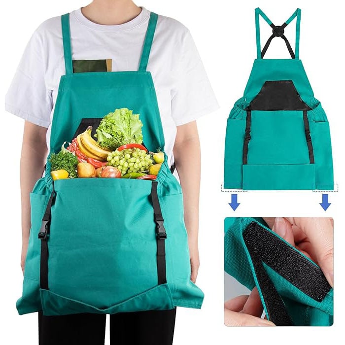 Cross Back Gardening Apron With Deep Kangaroo Release Pockets