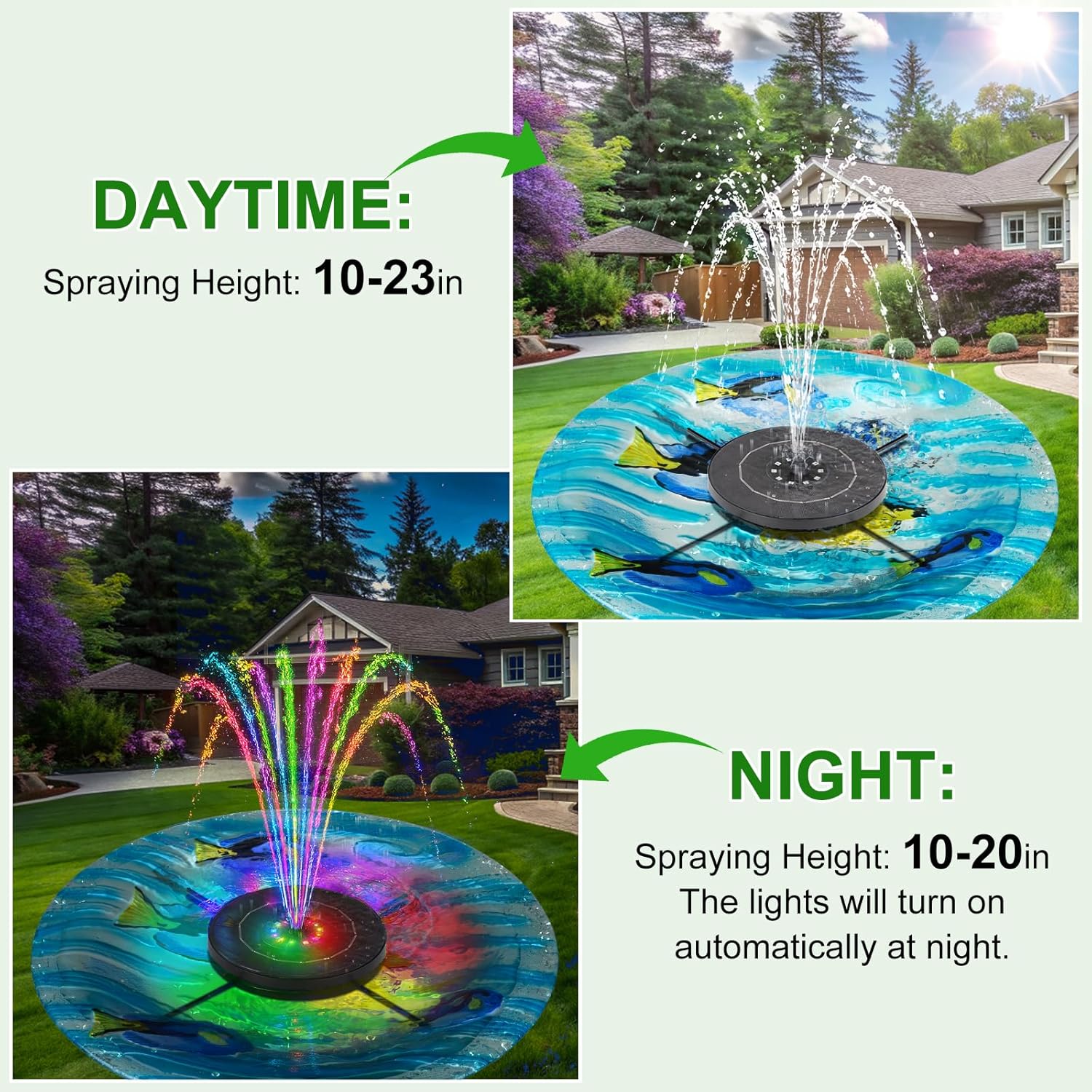 Solar Fountain Pump with 3 Spray Height Adjustments