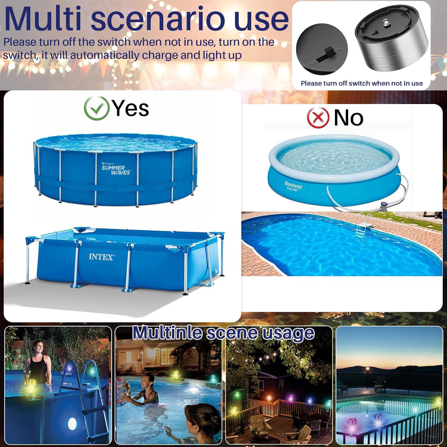 Solar Pool Lights for Above Ground Pool Frame
