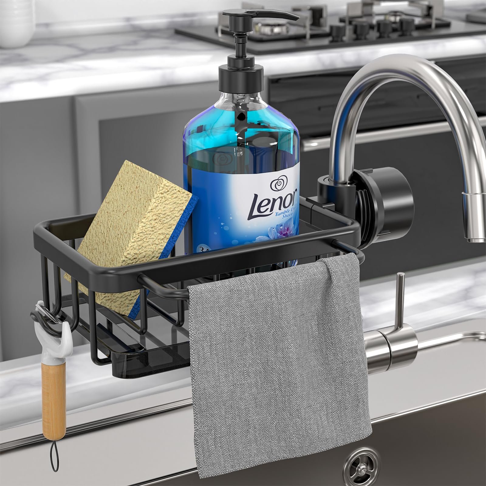 Dish Sponge Holder Over Faucet Kitchen Sink Organizer