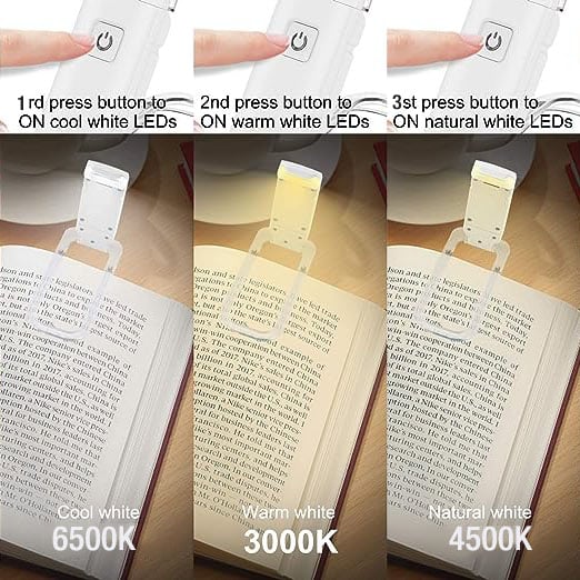 USB Rechargeable Book Light with Clip for Reading in Bed