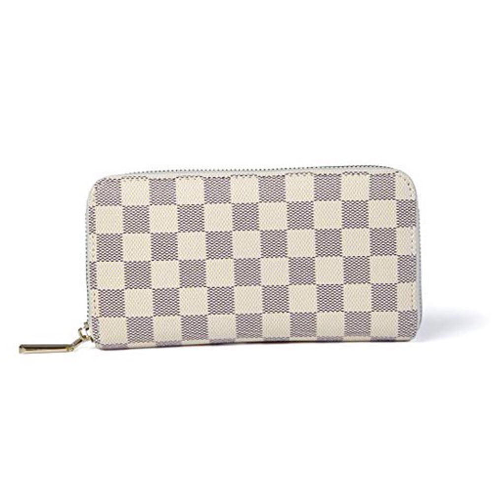 Checkered Zip Around Wallets for Women