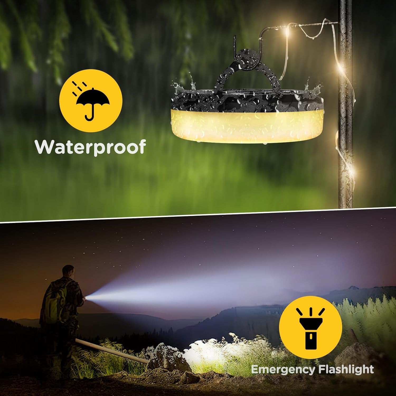 32.8FT Rechargeable Tent Lights String with 8 Lighting Modes