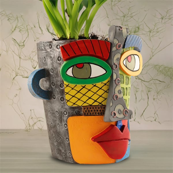 Handmade Picasso Brutalist Abstract Beauty Face Flower Pot