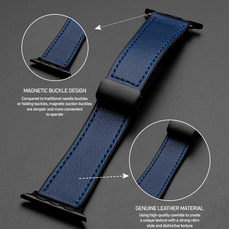 Crazy Horse Leather Silicone Watch Strap For Apple watch