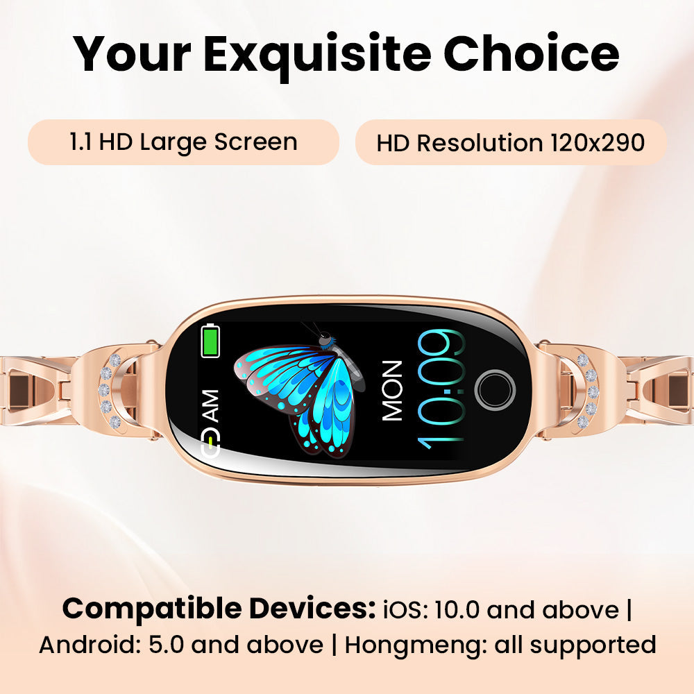 F81 Woman Blood Sugar Blood Pressure monitoring Luxury Diamond Design Fashion Smartwatch