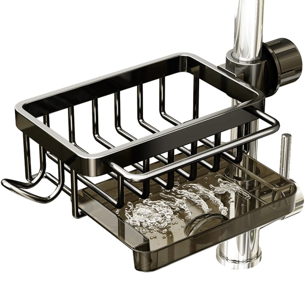 Dish Sponge Holder Over Faucet Kitchen Sink Organizer