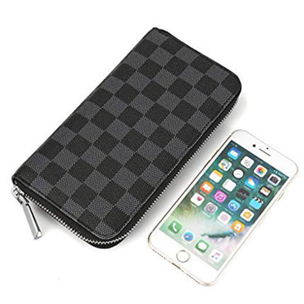 Checkered Zip Around Wallets for Women
