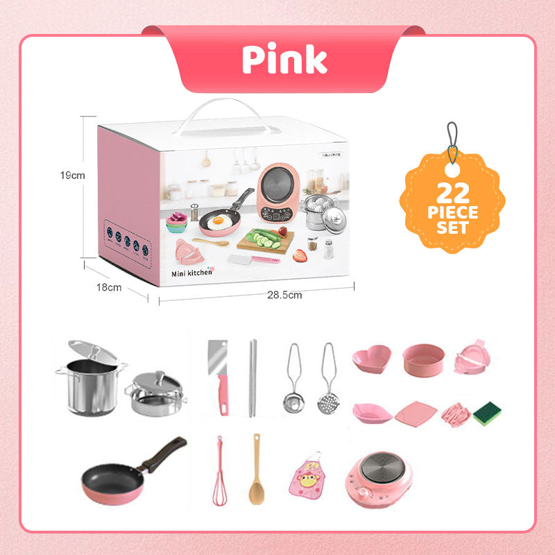 Children's Real Cooking Mini Kitchen Toys - 22 PCS Set
