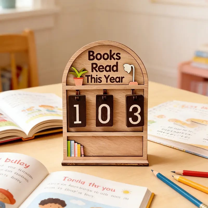 Wooden Annual Reading Count Display Piece