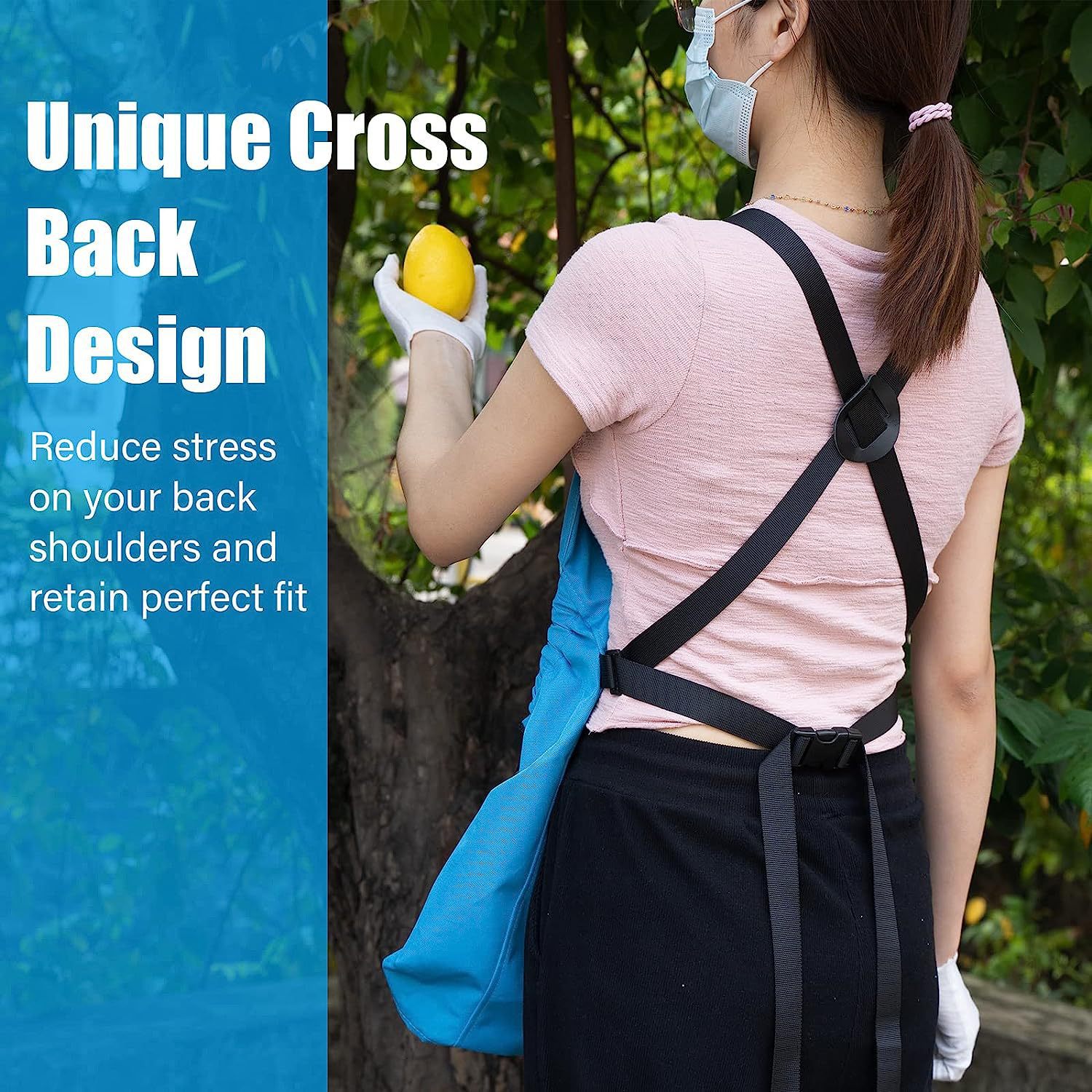 Cross Back Gardening Apron With Deep Kangaroo Release Pockets