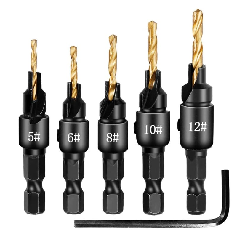5PCS Countersink Drill Bit Set