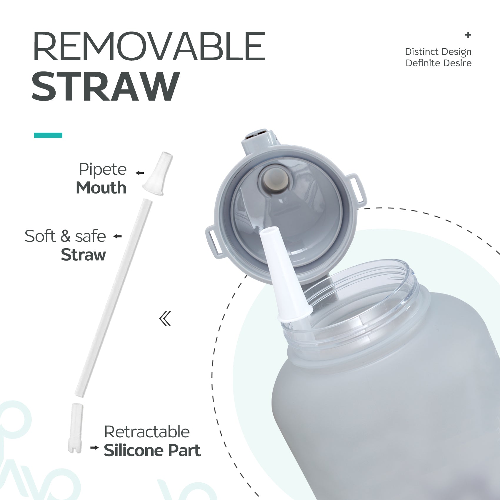 64oz Leak-Proof Water Bottle with Detachable Straw for Fitness