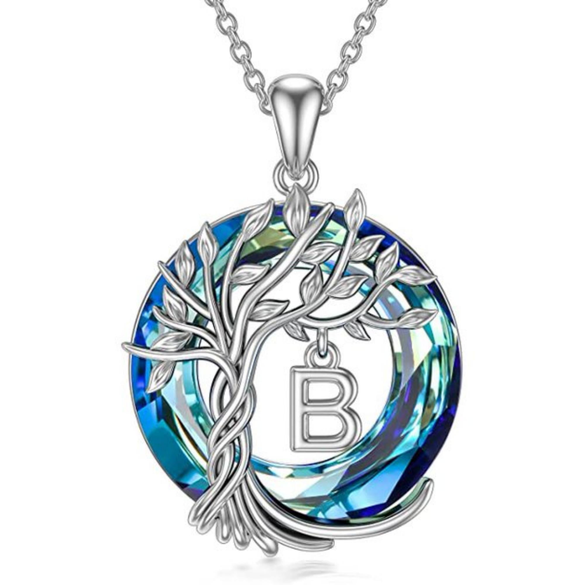 HESHPAWS Tree of Life Necklace for Women, A-Z Initial Letter Jewelry, English Alphabet Jewelry Gifts
