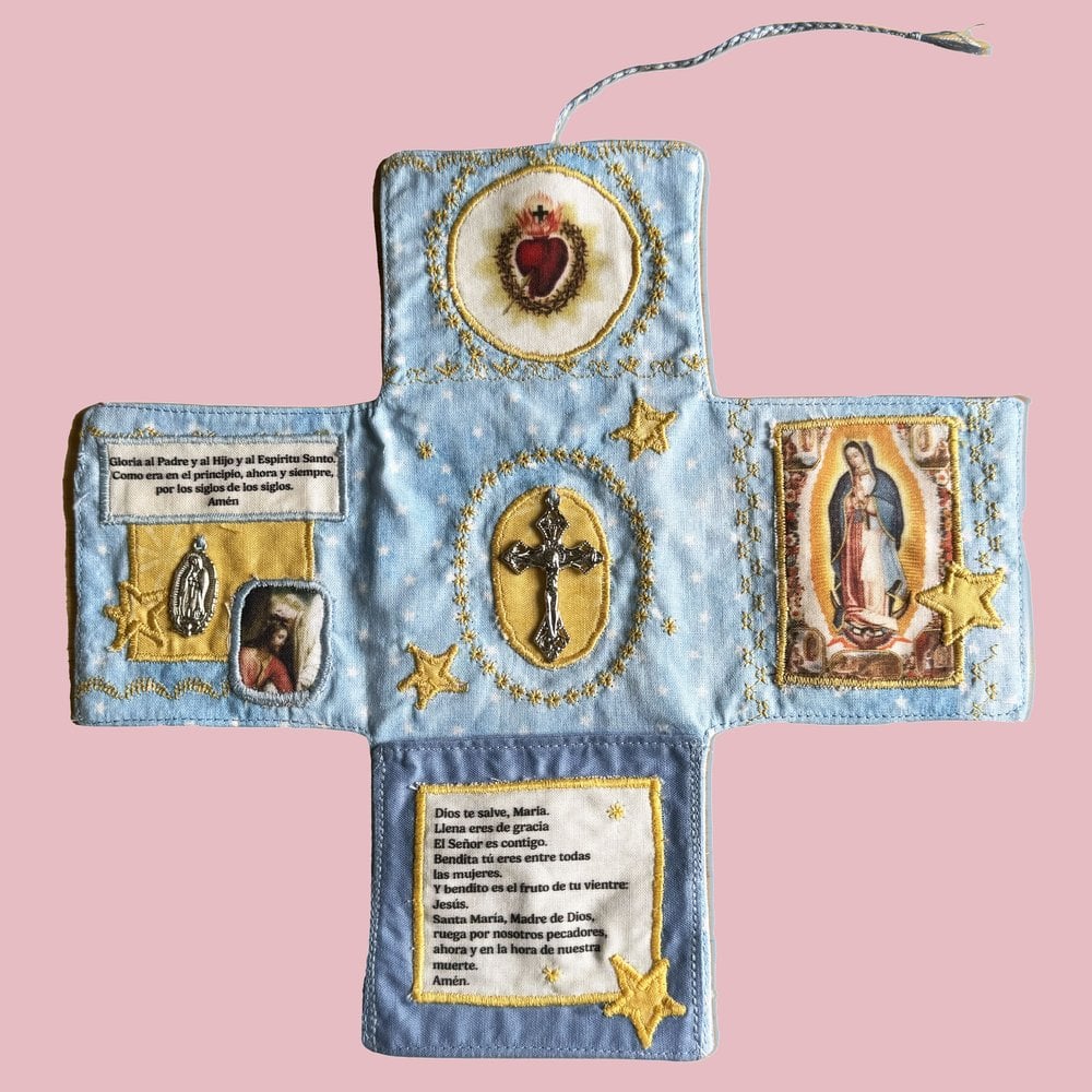 ✝️Handmade Stuitched Pocket Shrine With Silver Cross Included Inside