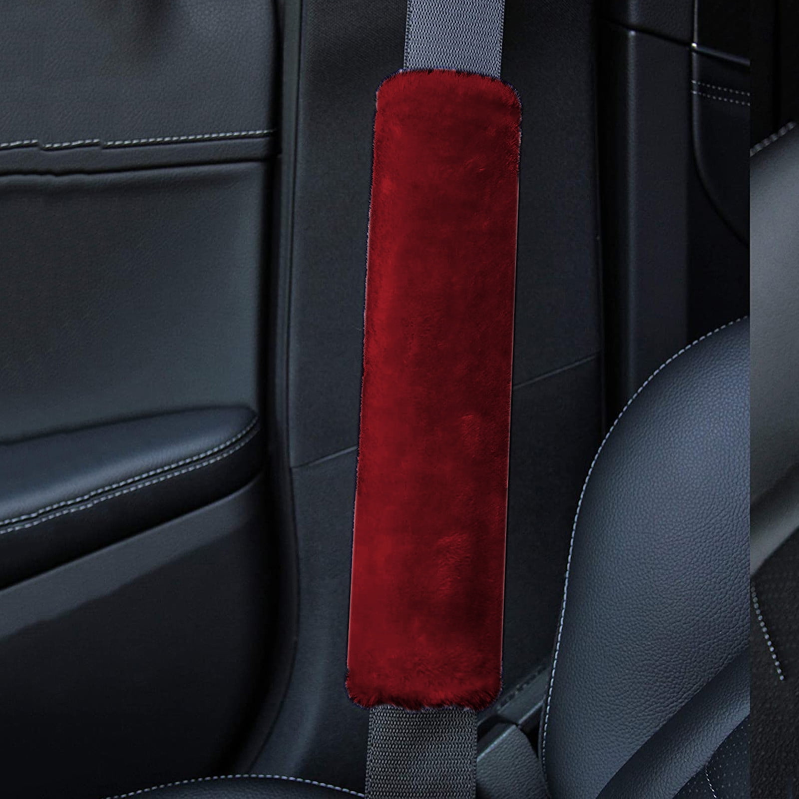 2pcs Soft Faux Sheepskin Cover Seat Belt Shoulder Strap Covers Shoulder Pad for Car & Bag
