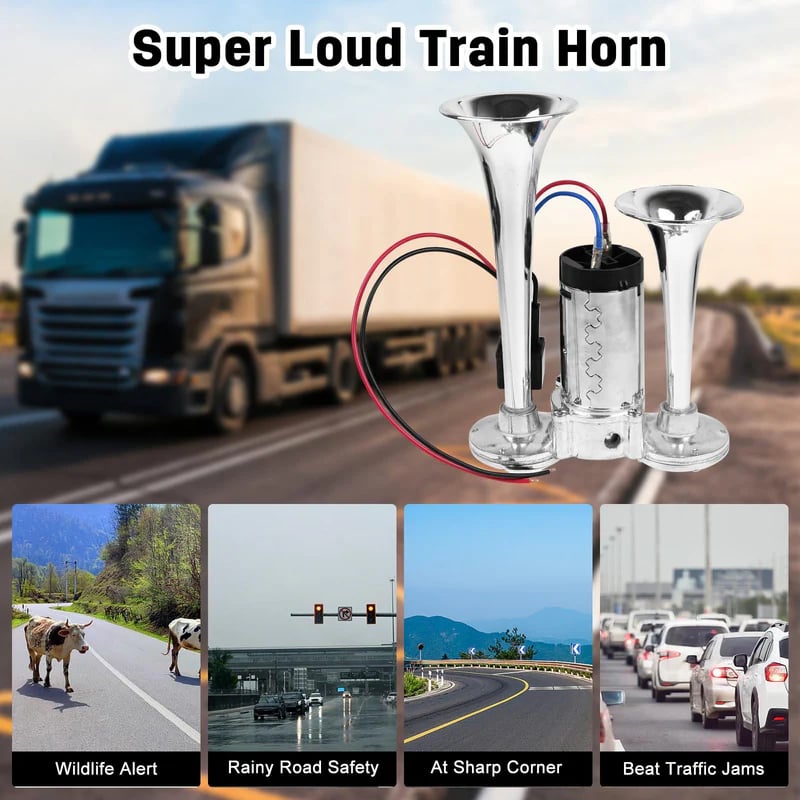 2026 Upgraded 12V Air Horn Dual Horn,for Vehicles Trucks Pickup Trains Lorrys SUVs Cars Boats Alarm for Home Security