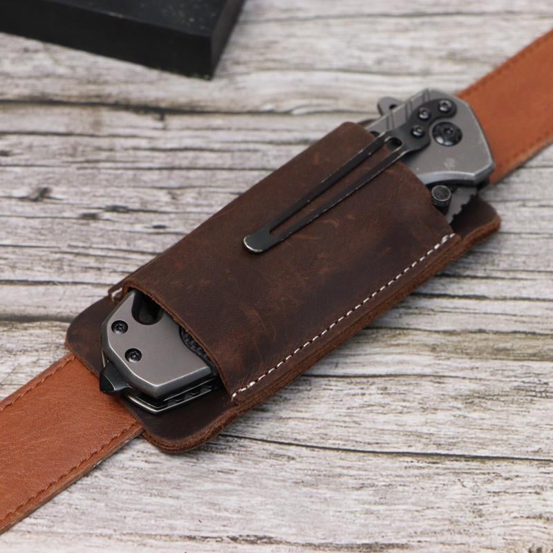 Retro Belt Carrying Leather Knife Scabbard Horizontally