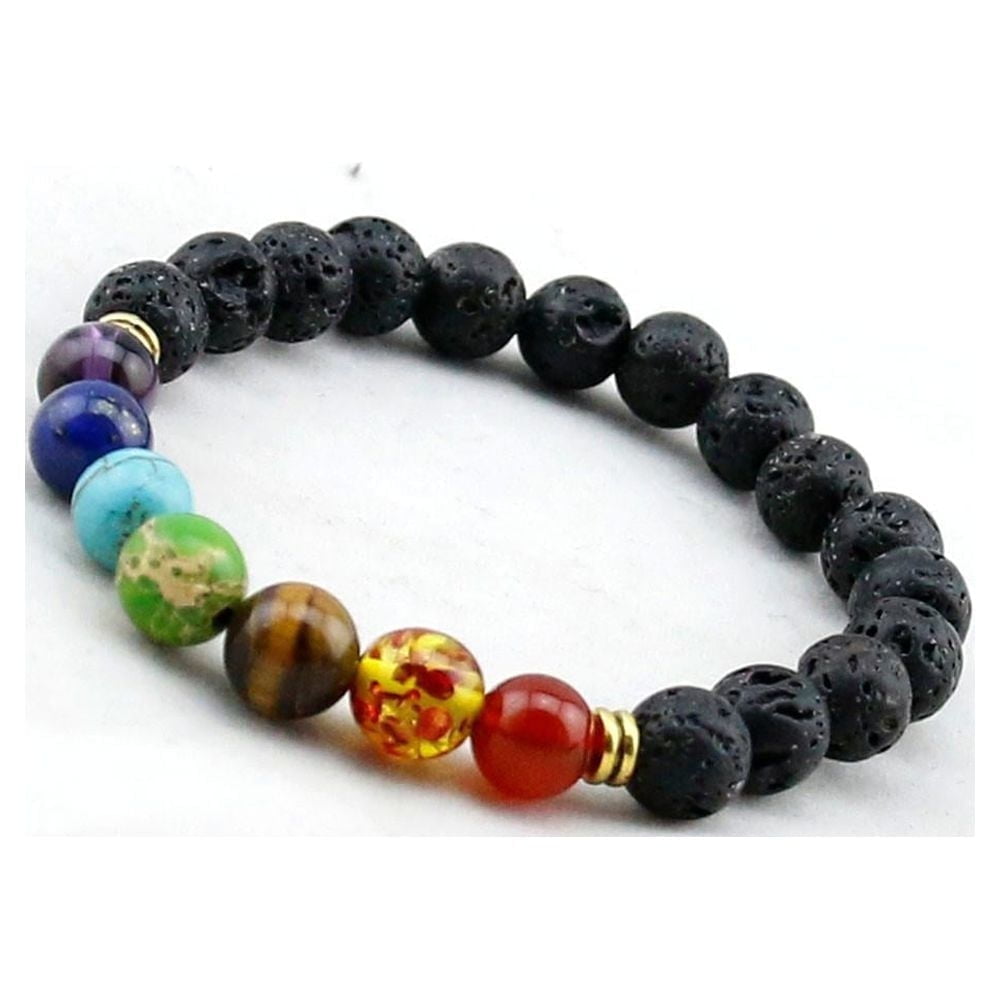 7 Genuine Chakra Healing Natural Stone Adjustable and Hematite Bead Bracelet