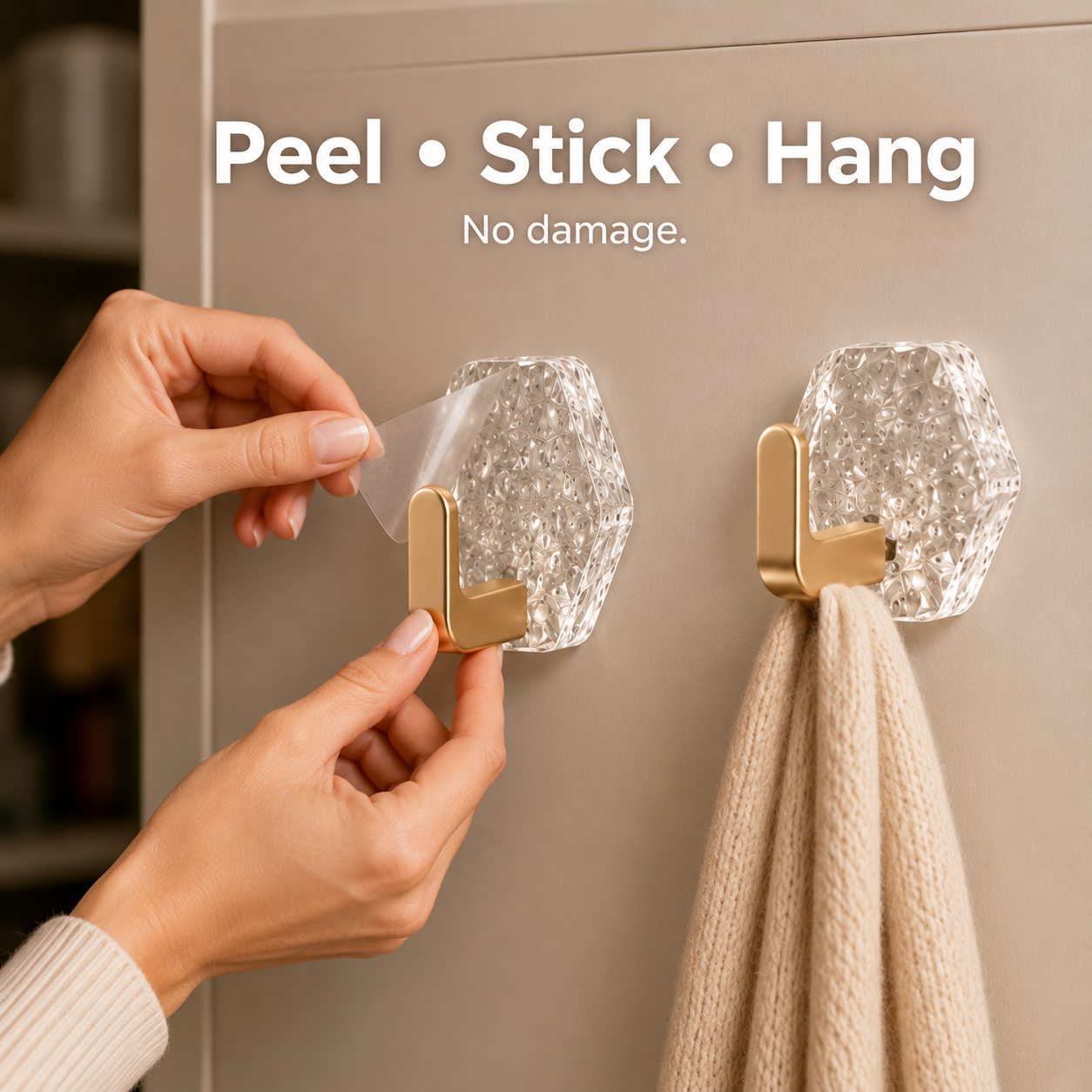 10-Pack Heavy-Duty Adhesive Hooks – Strong Hold. No Drilling