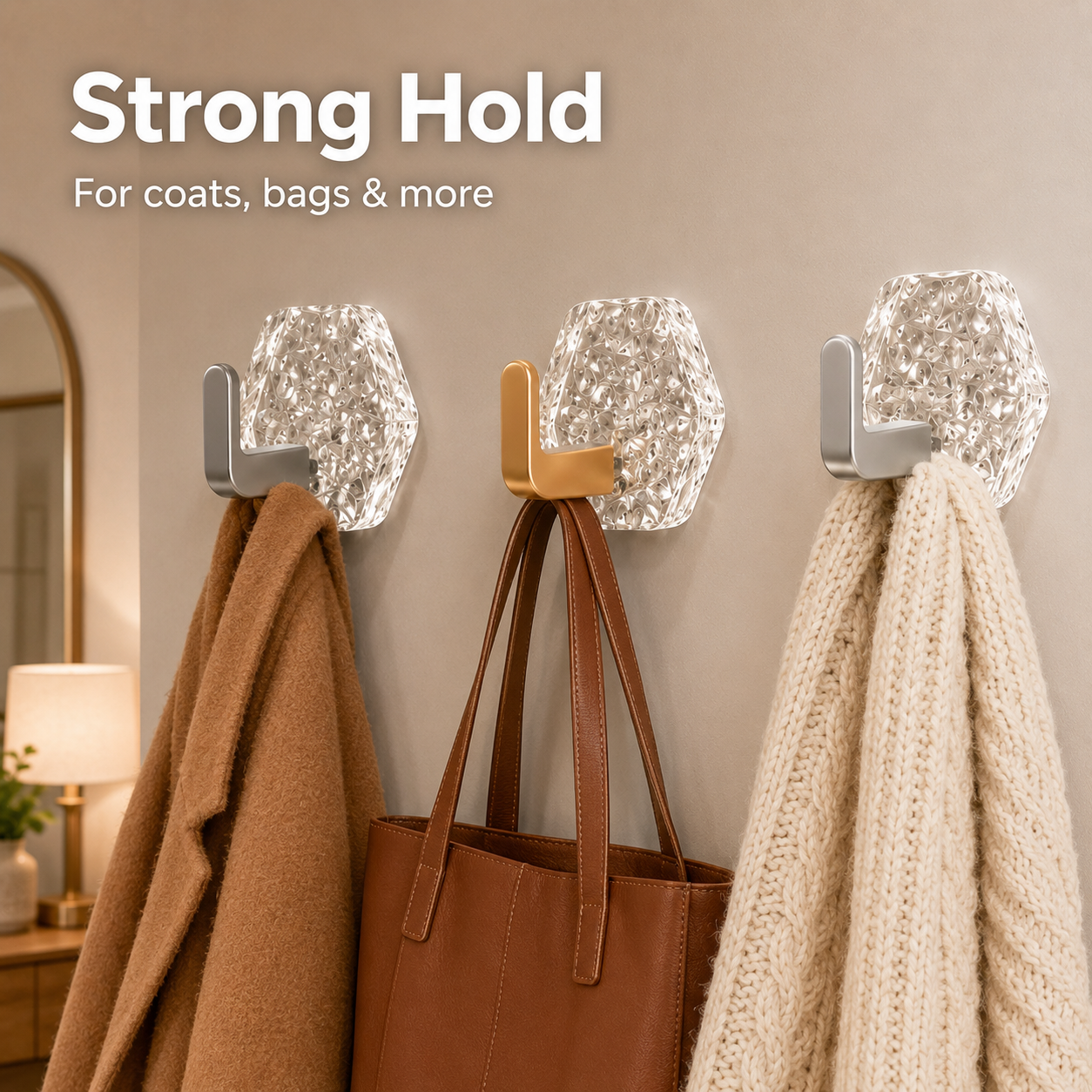 10-Pack Heavy-Duty Adhesive Hooks – Strong Hold. No Drilling