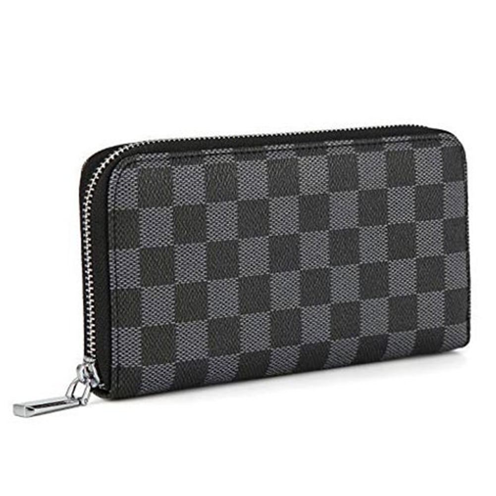 Checkered Zip Around Wallets for Women