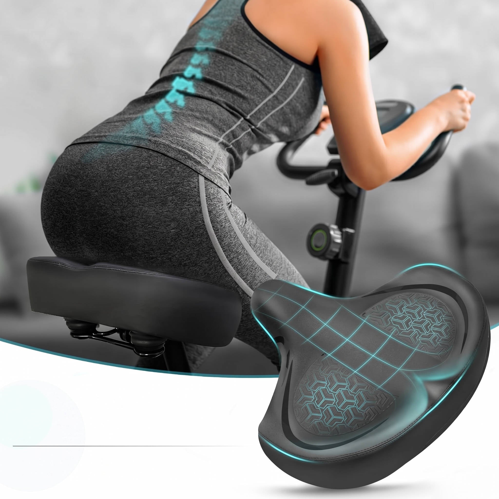 Wide Bicycle Seat Cushion Comfort Saddle, Oversized Bike Seat for Men Women Exercise Electric Mountain Cruiser Bikes