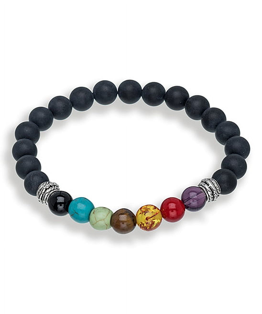 7 Genuine Chakra Healing Natural Stone Adjustable and Hematite Bead Bracelet