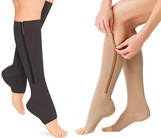 Zippered Compression Socks Support Stockings 20-30 mmHg