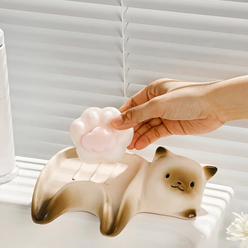 Adorable Kitty Ceramic Soap Dish