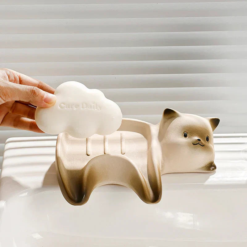 Adorable Kitty Ceramic Soap Dish