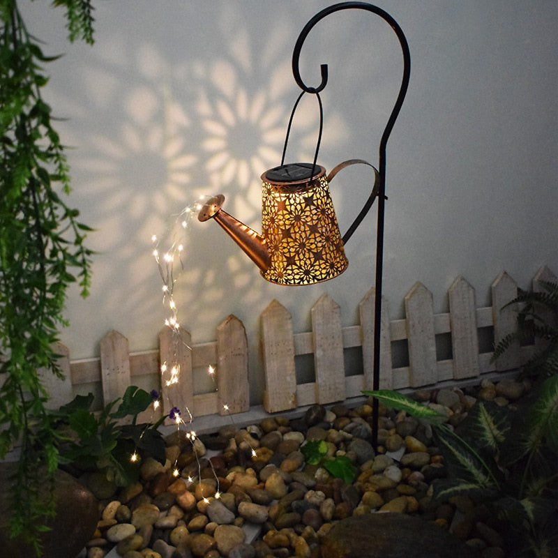 Solar Powered Outdoor Patio Watering Can Lamp