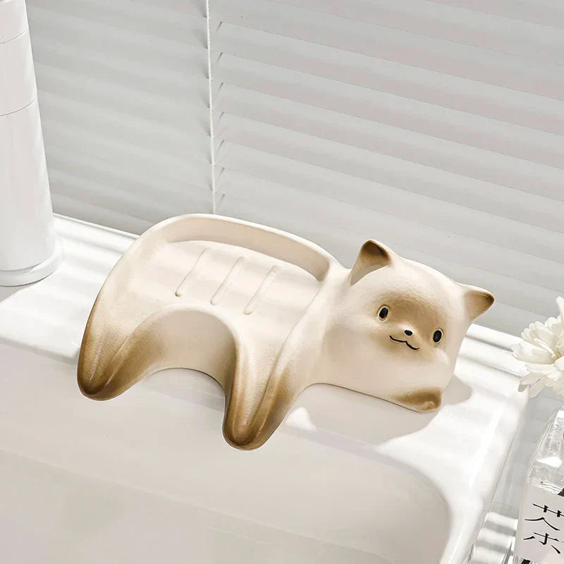 Adorable Kitty Ceramic Soap Dish