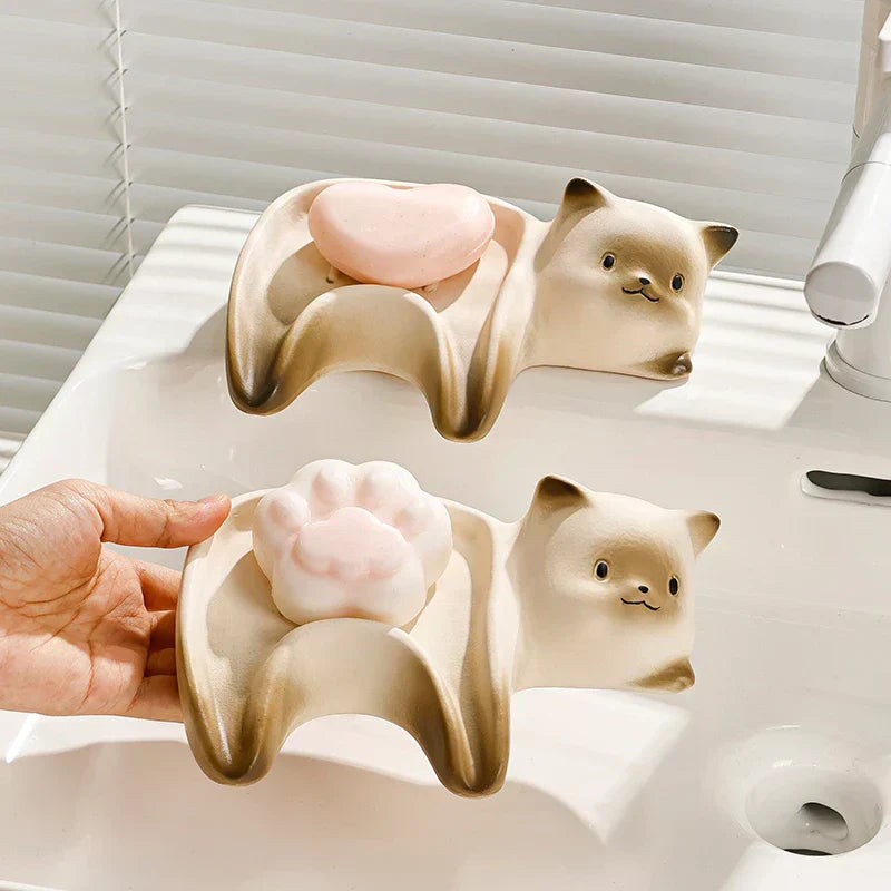 Adorable Kitty Ceramic Soap Dish