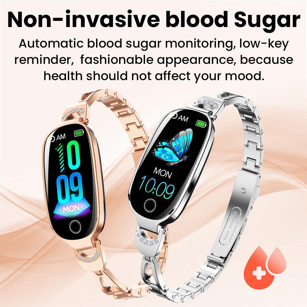 F81 Woman Blood Sugar Blood Pressure monitoring Luxury Diamond Design Fashion Smartwatch