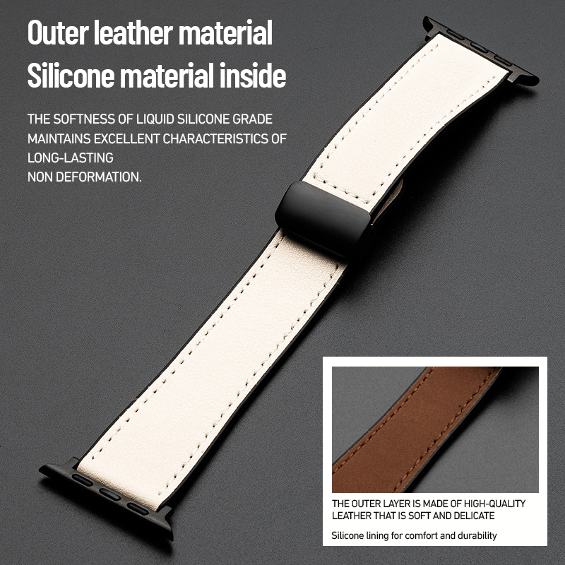 Crazy Horse Leather Silicone Watch Strap For Apple watch
