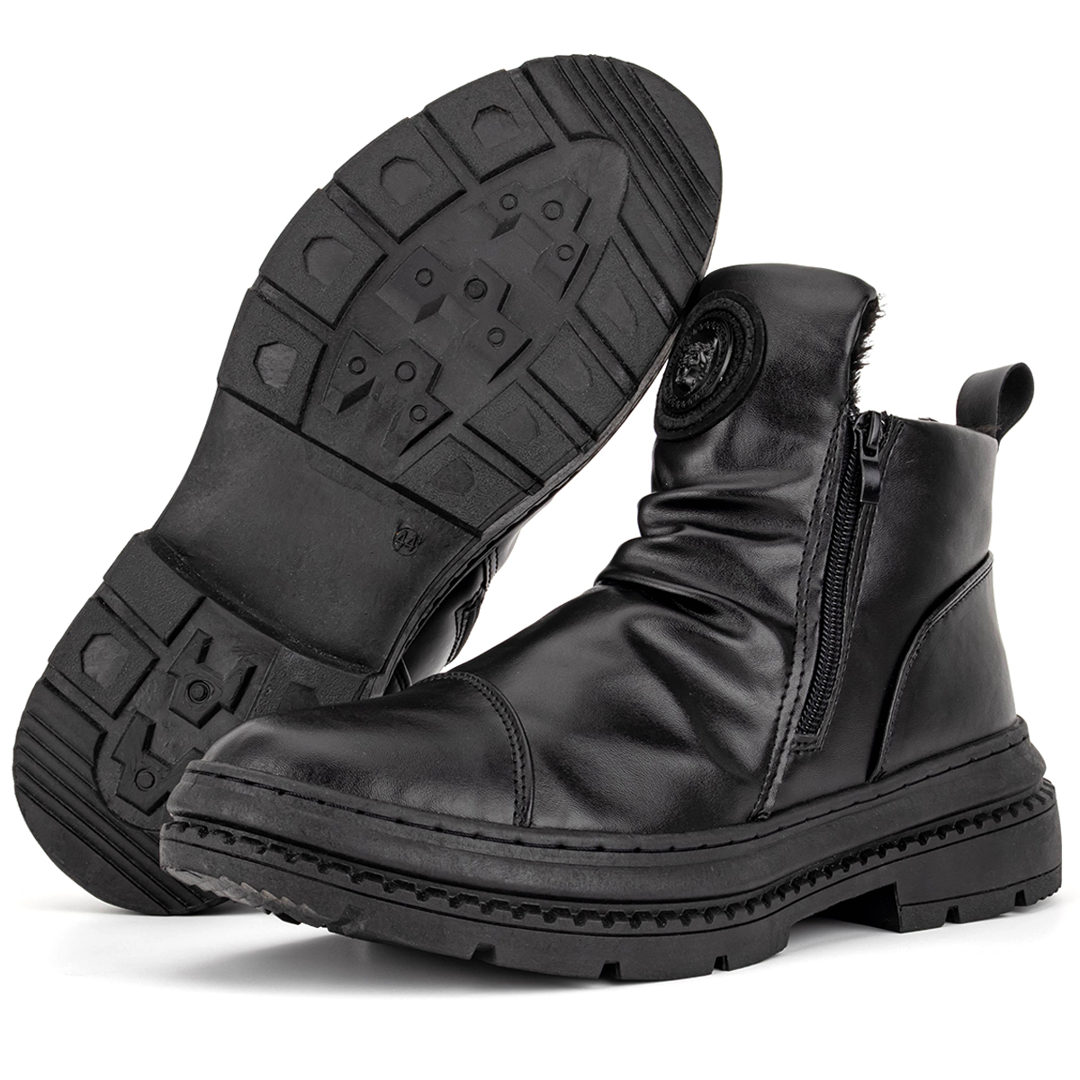 Men's Comfortable Leather Motorcycle Boots Work Boots Waterproof Anti-Slip Anti-Sprain