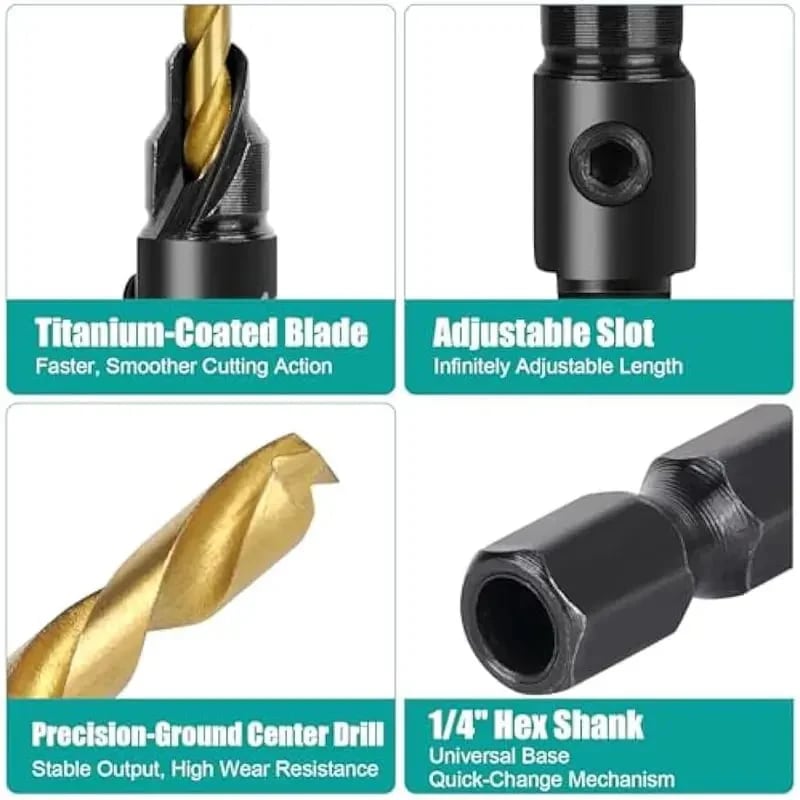 5PCS Countersink Drill Bit Set