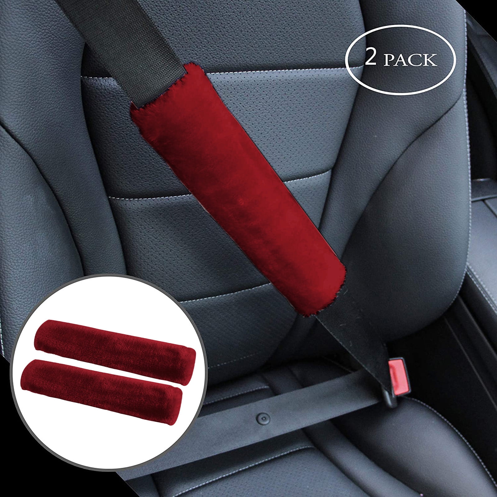 2pcs Soft Faux Sheepskin Cover Seat Belt Shoulder Strap Covers Shoulder Pad for Car & Bag