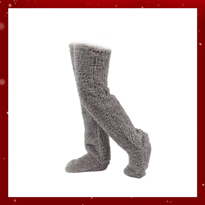 Velvety Fleece Knee Socks For Christmas