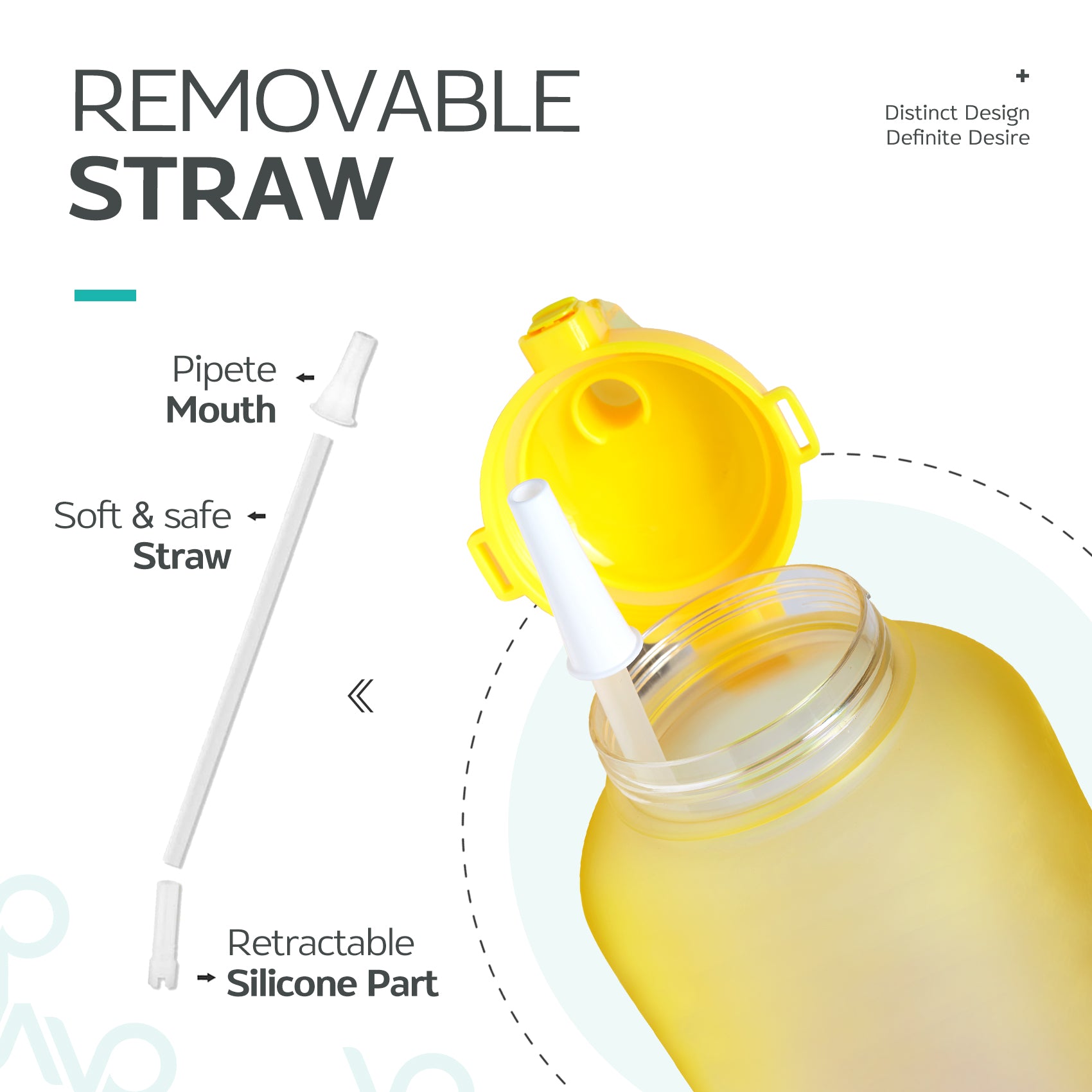 64oz Leak-Proof Water Bottle with Detachable Straw for Fitness